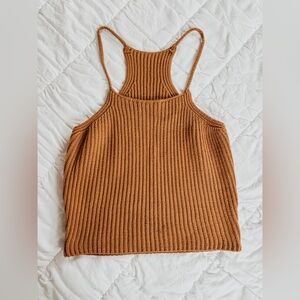 Ribbed Knit Tank Top in Brown